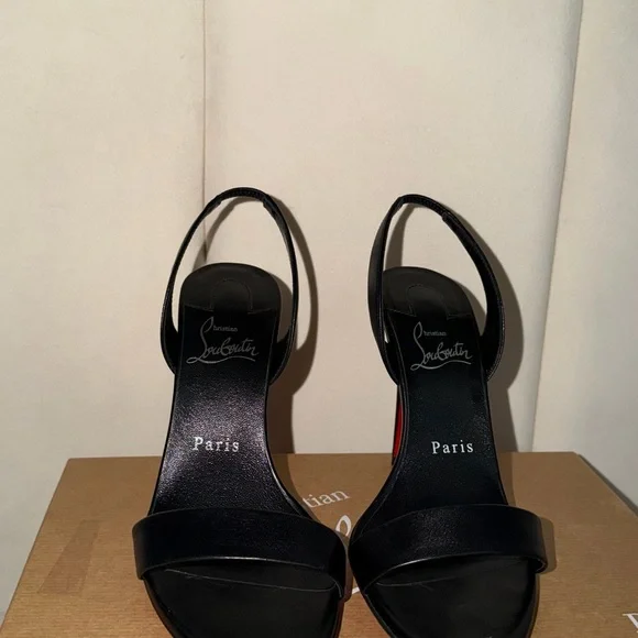 Christian Louboutin Black and Red Slingback Heels - Picture 3 of 4